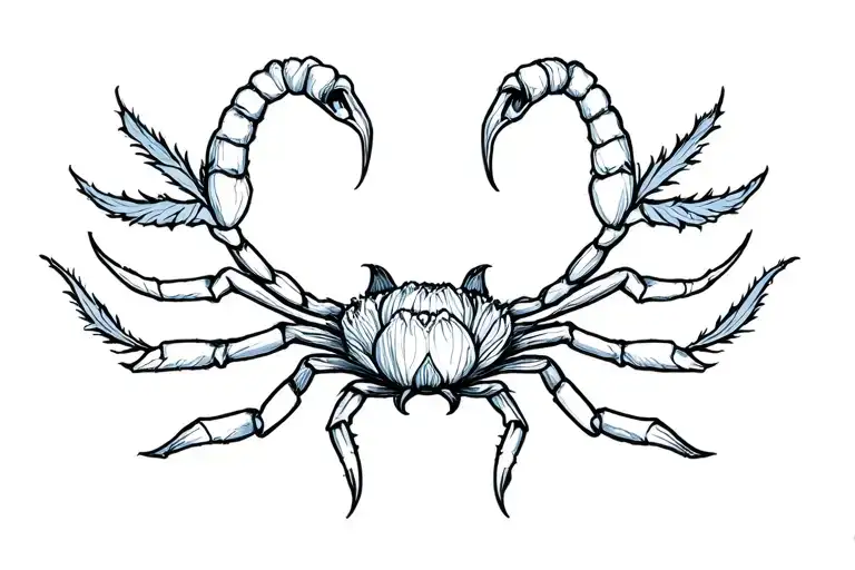 Crysanthemum Scorpio Minimalist Tattoo Design