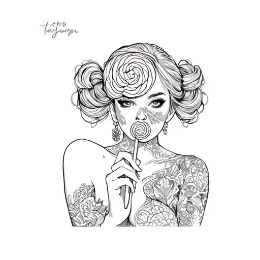 A Woman Holding A Lollipop