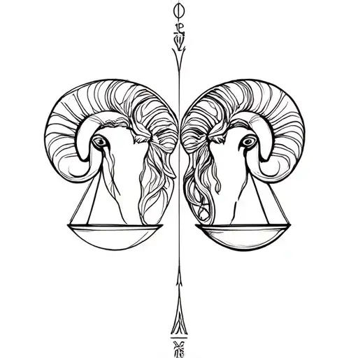 Aries And Libra Combined Symbol Merging Simple