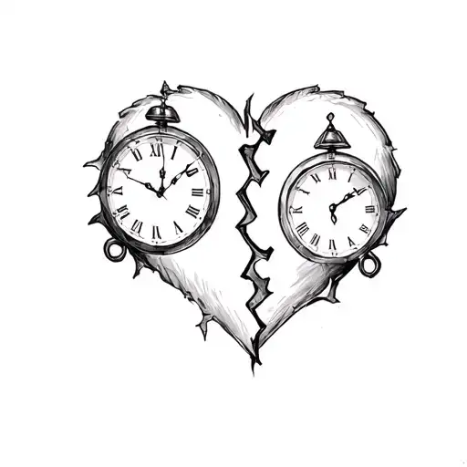 Broken Heart With Clocks Holding The Pieces Together