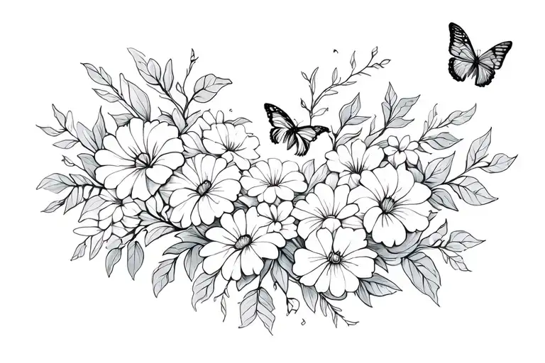 Flowers And Vines Butterflies