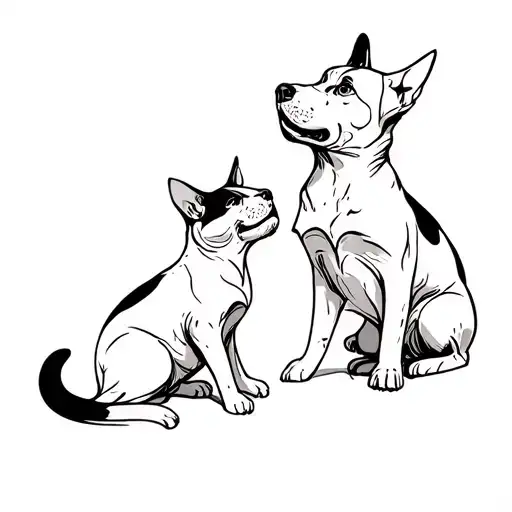 Cat And Dog Circling Each Other