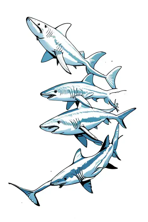 Sharks Swimming Together