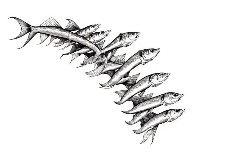 Multiple Coi Fish Swimming Up And Down The Spine