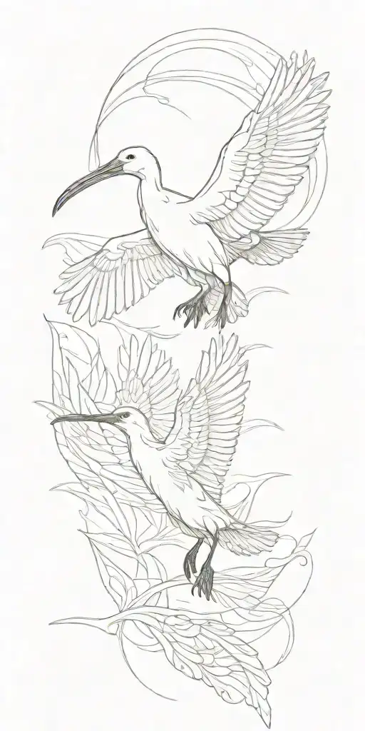 White Ibis Bird Flying Upwards