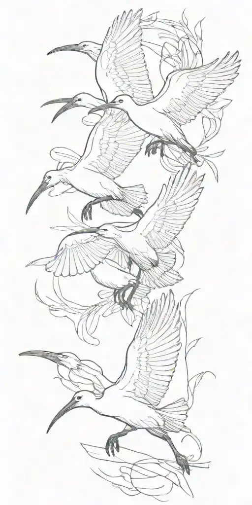 White Ibis Birds Flying Upwards