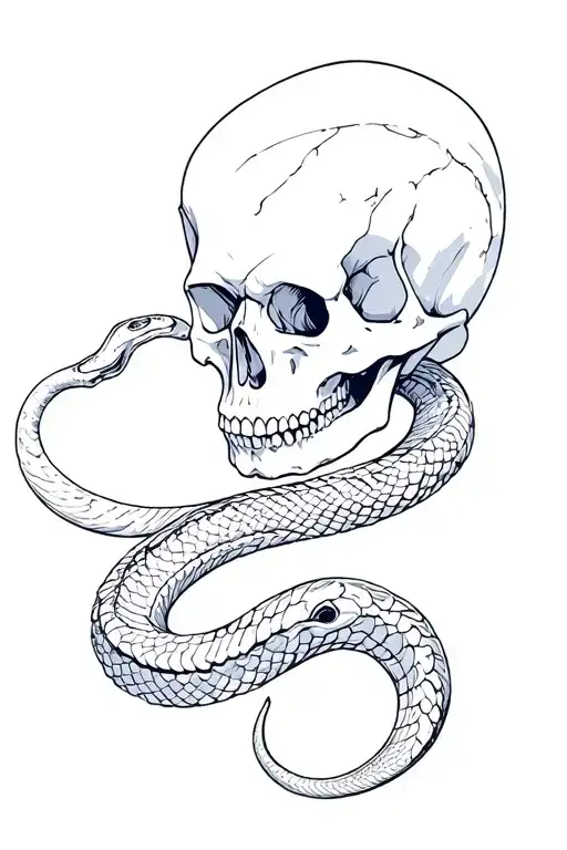 Skull And Snake Intertwined