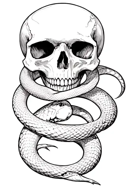 Skull And Snake Intertwined