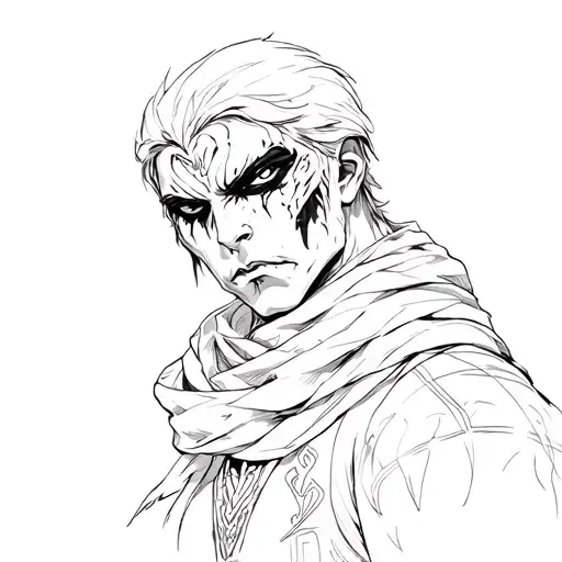 Raziel's Face From Soul Reaver As Full Back Tattoo With His Signature Scarf Goth Style