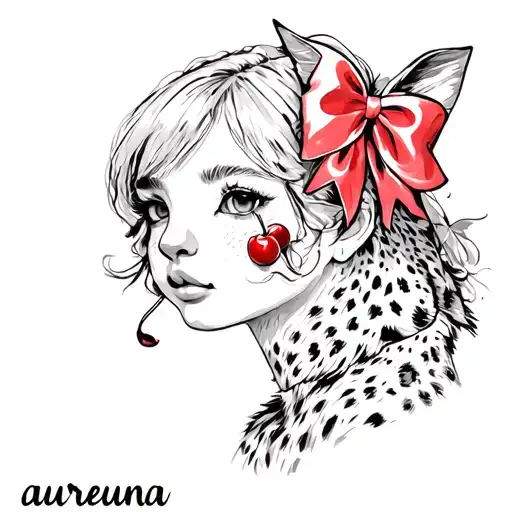 A Girl Bow Mixed With Cherries And Cheetah With My Name Aureuna