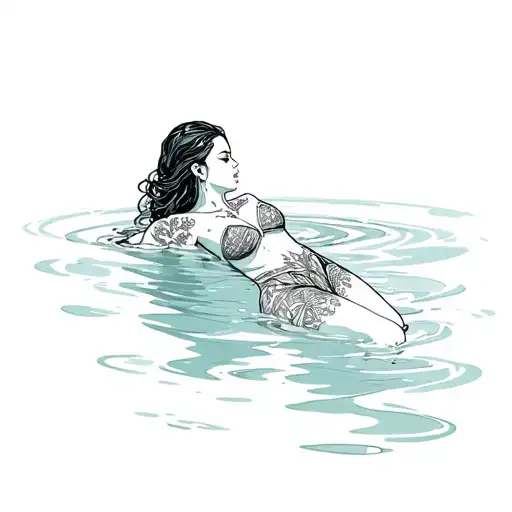 Woman Floating In Water