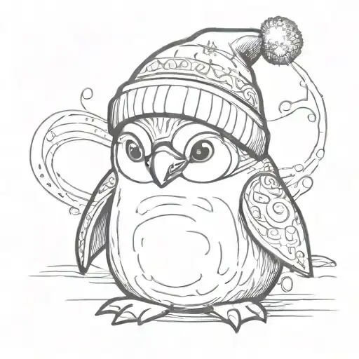 Chibi Penguin Wearing A Beanie