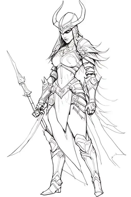 Female Valkerie Warrior With Helmet