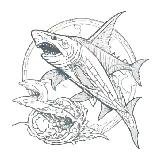 Hammer Head Shark With A Spartan Sword