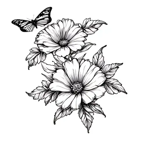 Flowers And Butterflie