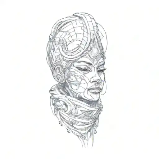 A Woman With A Mask On Her Head