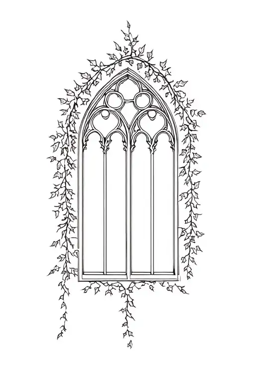 Catherdal Window With Ivy Vines