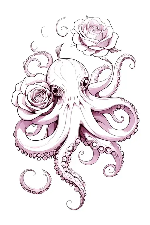 Octopus And Rose Intertwined