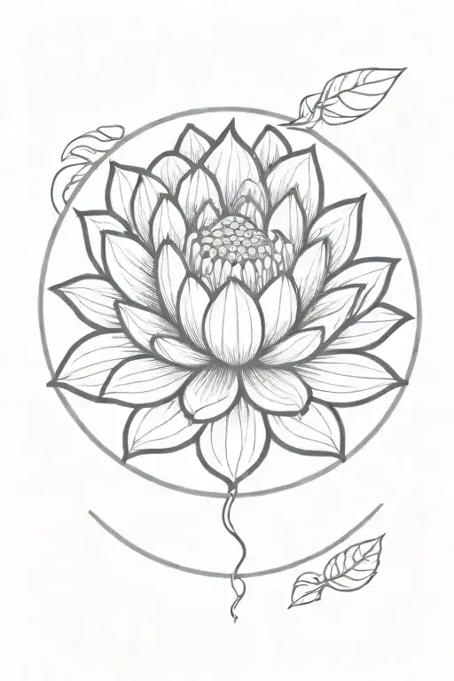A Lotus Flower In A Circle Tattoo Mini