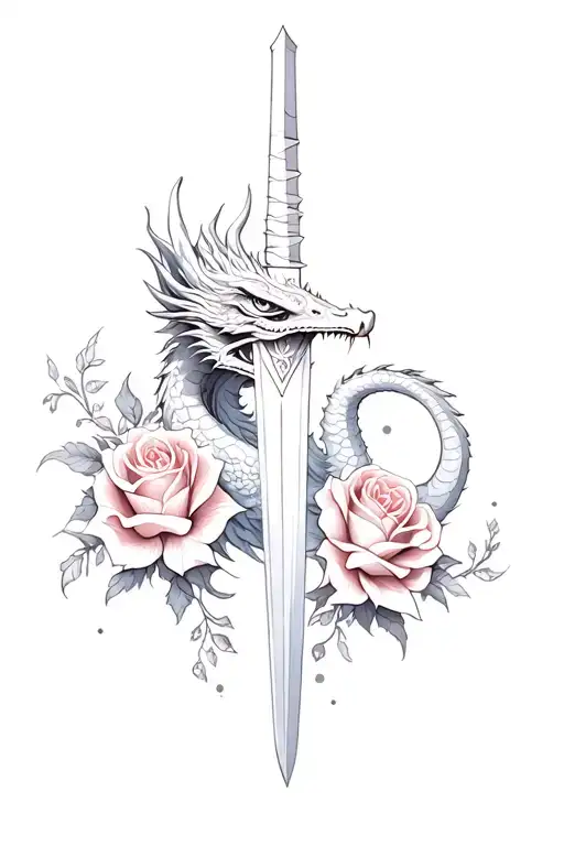Dragon And Dagger And Roses
