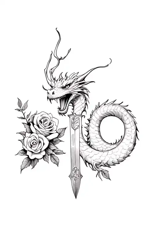 Dragon And Little Dagger And Roses
