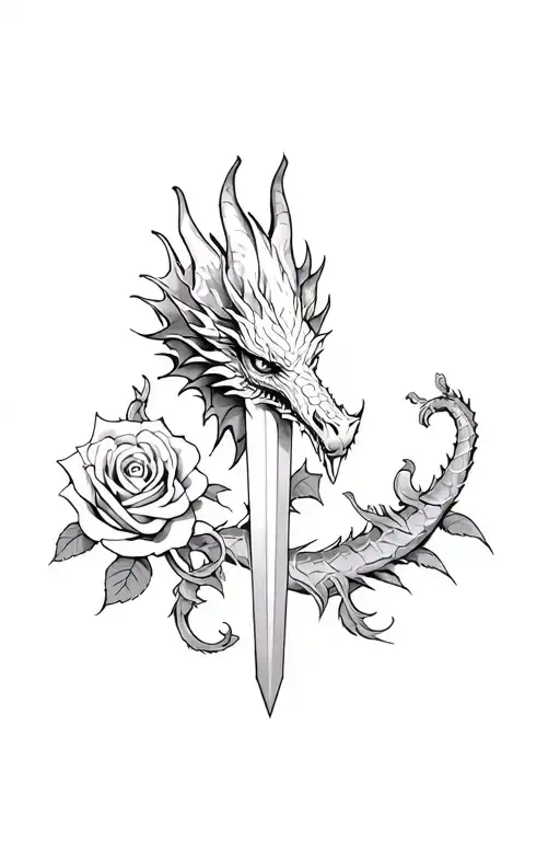 Dragon And Little Dagger And Roses