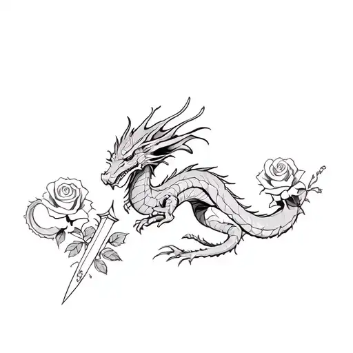 Dragon And Little Dagger And Roses