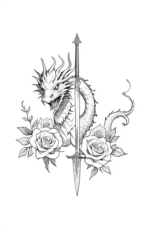 Dragon And Little Dagger And Roses