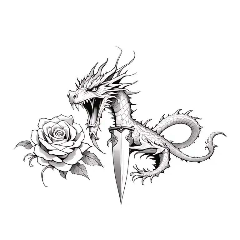 Dragon And Little Dagger And Roses