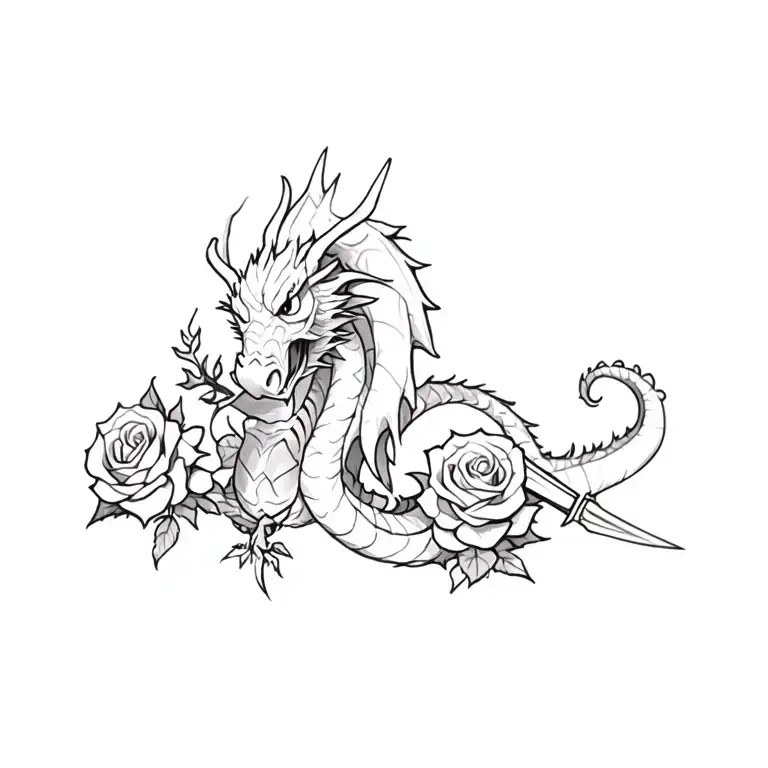 Dragon And Little Dagger And Roses