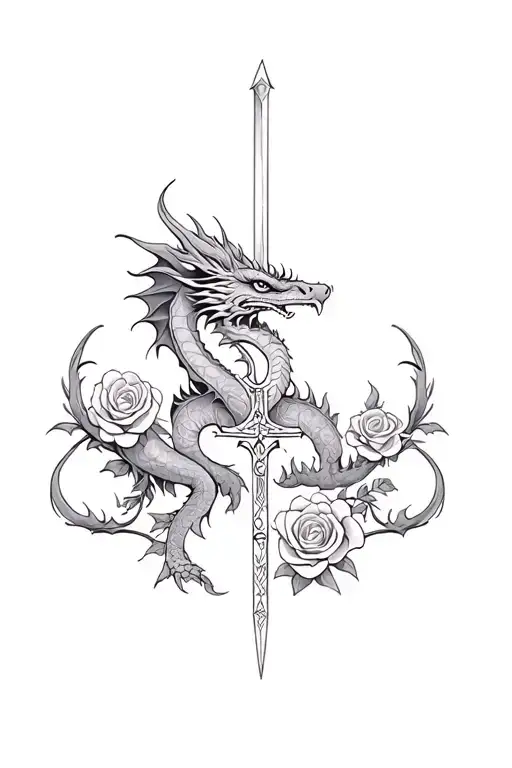 Dragon And Little Dagger And Roses