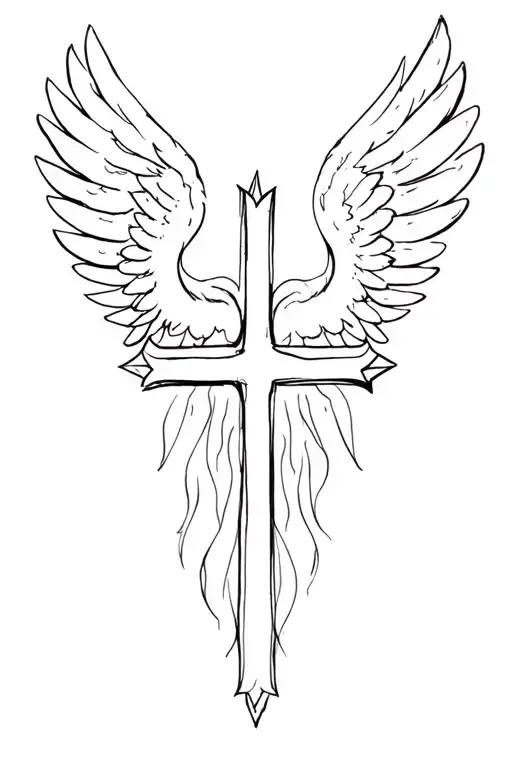 Cross With Angel Wings More Simple