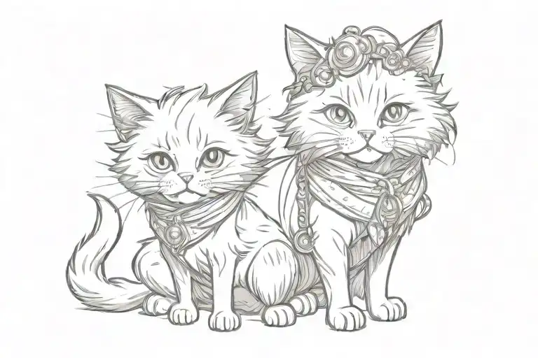 Cute Rogue Short Hair Cat And Long Hair Bard Cat