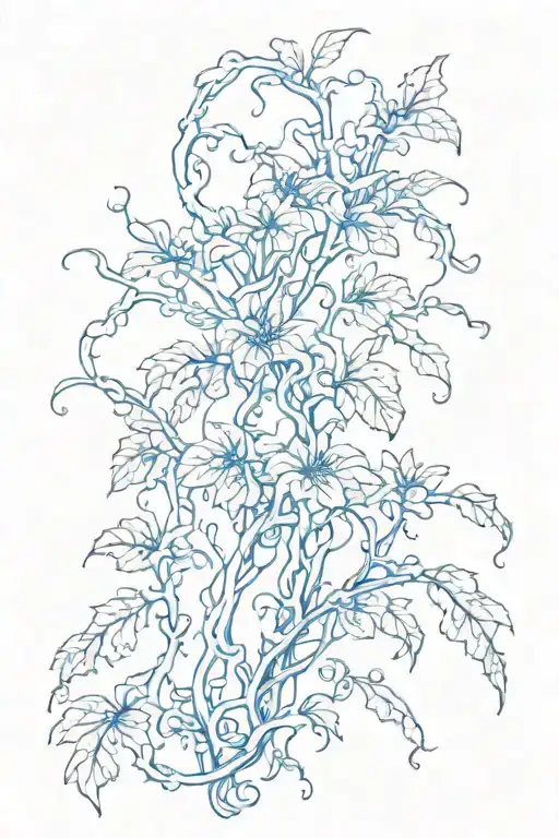 Blue Vine Growing With Blood Dripping