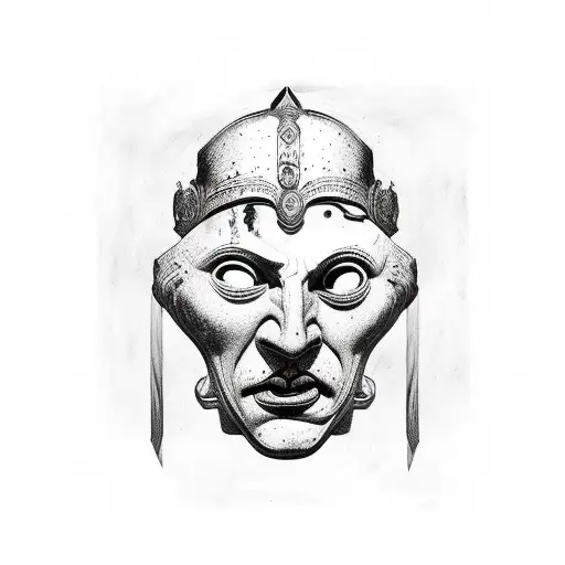 Tragedy And Comedy Masks With Roman Influence