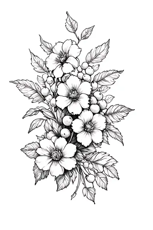Flowers And Berries Full Arm Sleeve