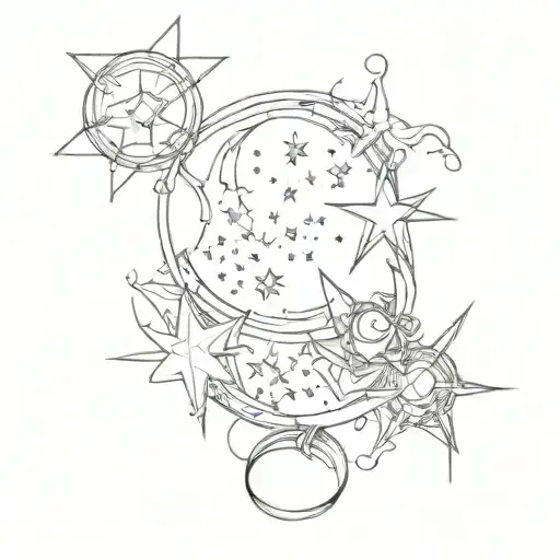 Stars And Moon Merging Together