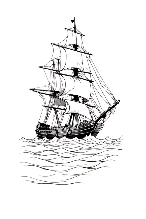Sailing Ship With Seven Waves