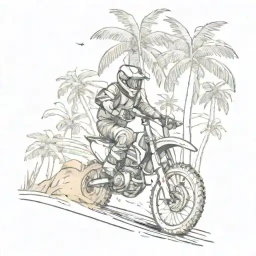 A Dirt Bike Racing Through A Forest Of Palm Trees