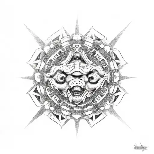 Complex Oni Surrounded By Lotus