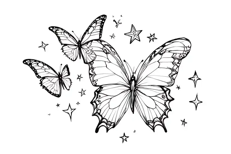 Butterflies And Stars With 444 Written