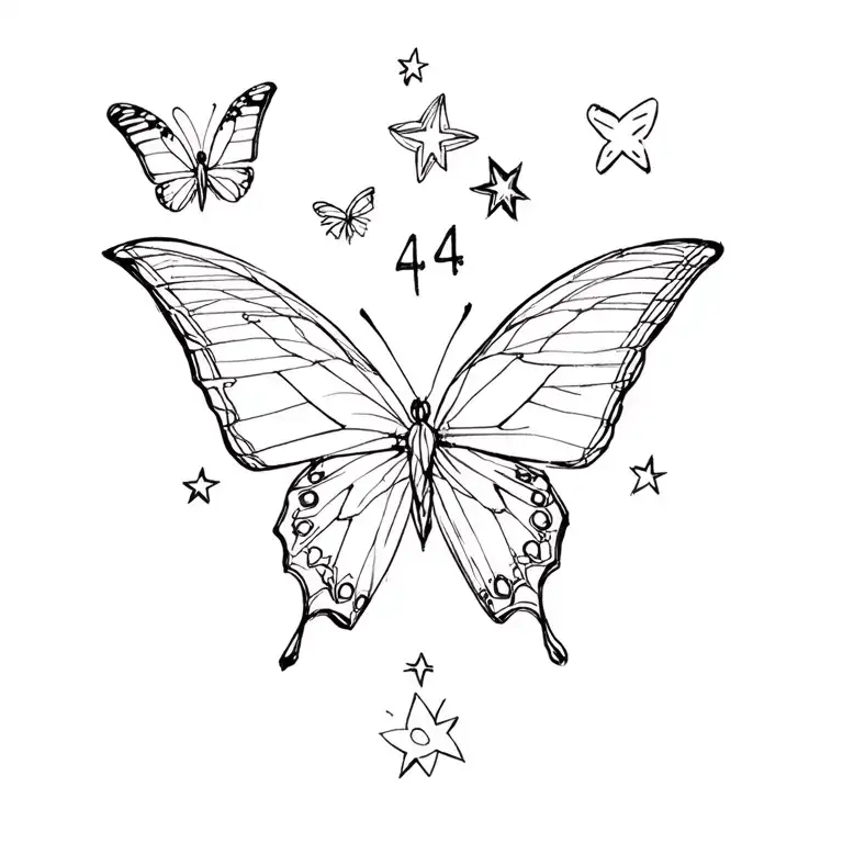 Butterflies And Stars With 444 Written