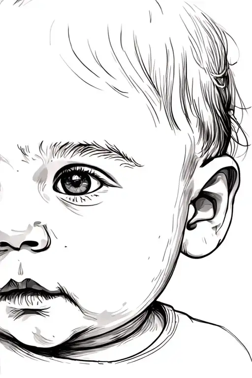 Contour Side View Of Baby's Face
