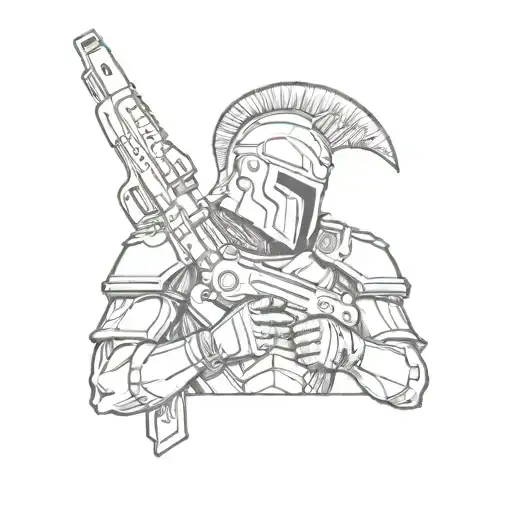 Spartan Holding A Gun Smoking Joint