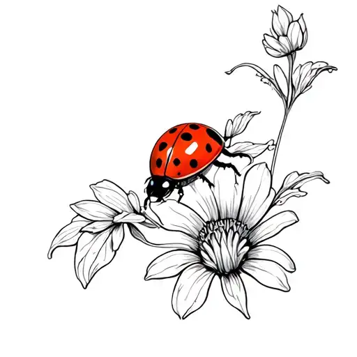 Flower Growing Inside The Ladybug Perched