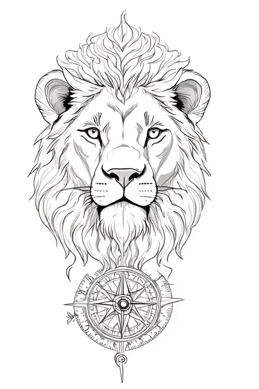 Lion With A Compass And Tree Of Life