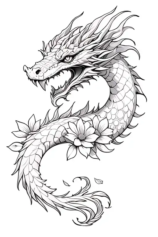 Dragon With Flowers