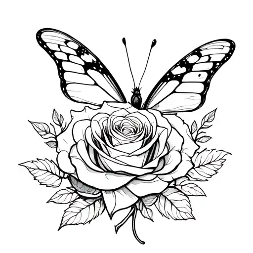 A Butterfly Around Rose Surrounded