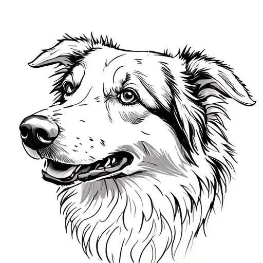 Border Collie Head One Line