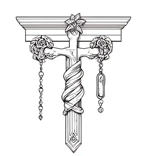 Pillars With Rosary Wrapped